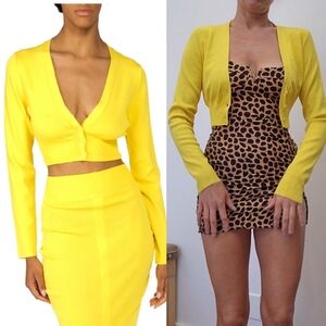Nwot Mother of All Elsa Farfetch yellow cardigan preppy top s